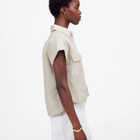 Madewell - Boxy Cargo-Pocket Button-Up Shirt, Oat, Medium, NWOT - Picture 3 of 8